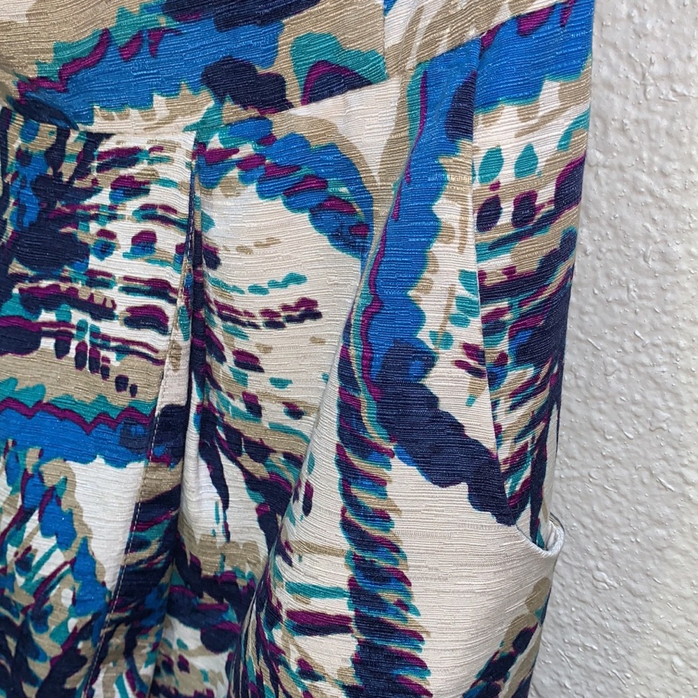 Banana Republic SILK textured leaf print multicolor fitted knee length Dress 4 - Picture 6 of 15